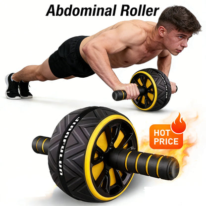 Dual-Wheel Silent Ab Rollers Abdominal Roller for Core Workout Fitness Equipment with Non-Slip Base for Men Women Home Gym