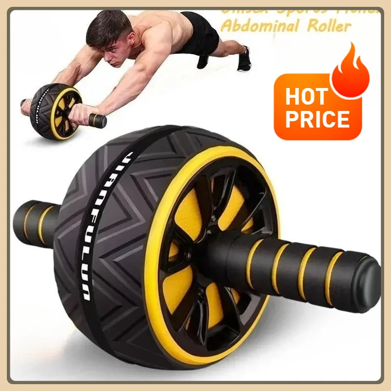 Dual-Wheel Silent Ab Rollers Abdominal Roller for Core Workout Fitness Equipment with Non-Slip Base for Men Women Home Gym