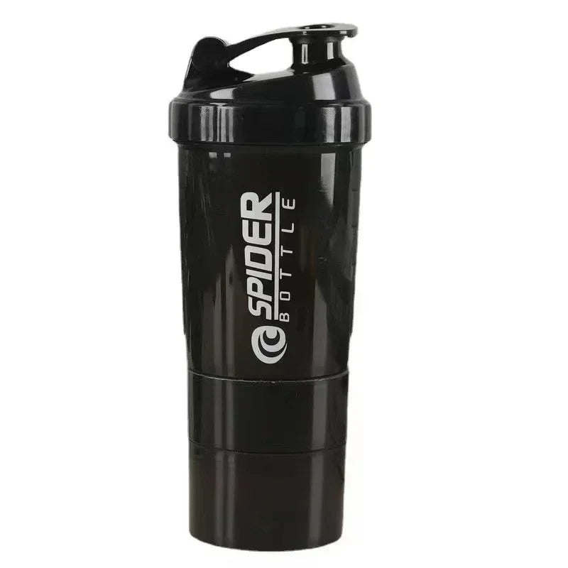 500ML Portable Protein Shaker Cup with Powder Storage Container Mixer Cup Gym Sport Water Bottles with Wire Whisk Ball