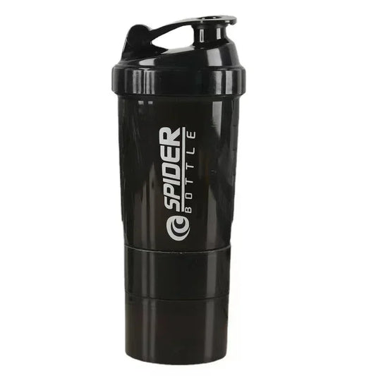 500ML Portable Protein Shaker Cup with Powder Storage Container Mixer Cup Gym Sport Water Bottles with Wire Whisk Ball